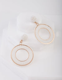 White Beaded Rose Gold Drop Earrings - link has visual effect only