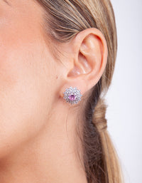 Diamond Simulant Flower Cluster Stud Earrings - link has visual effect only