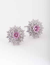 Diamond Simulant Flower Cluster Stud Earrings - link has visual effect only