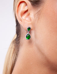 Green Diamond Simulant Teardrop Jewellery Set - link has visual effect only