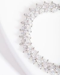 Zilveren diamanten simulant Navette-armband - link has visual effect only