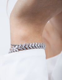 Zilveren diamanten simulant Navette-armband - link has visual effect only