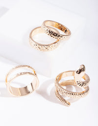 Gold Textured Snake Ring Pack - link has visual effect only
