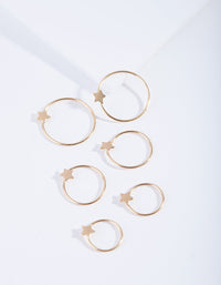 Gold Plated Sterling Silver Star Hoop Earring 3 Pack - link has visual effect only