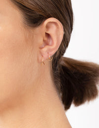 Gold Plated Sterling Silver Star Hoop Earring 3 Pack - link has visual effect only