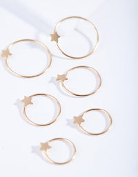 Gold Plated Sterling Silver Star Hoop Earring 3 Pack - link has visual effect only