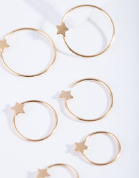 Gold Plated Sterling Silver Star Hoop Earring 3 Pack - link has visual effect only
