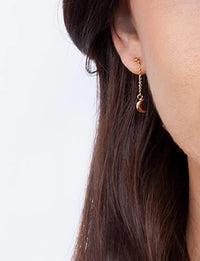 Gold Plated Sterling Silver Moon Star Chain Earrings - link has visual effect only