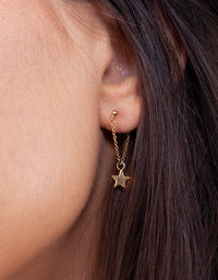 Gold Plated Sterling Silver Moon Star Chain Earrings - link has visual effect only