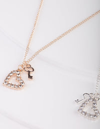 Best Friend Heart Lock Necklace Pack - link has visual effect only