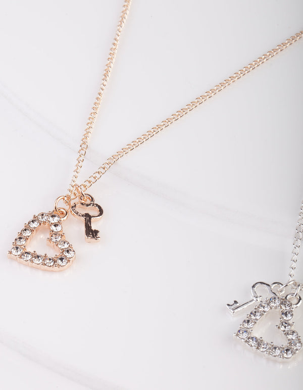 Best Friend Heart Lock Necklace Pack