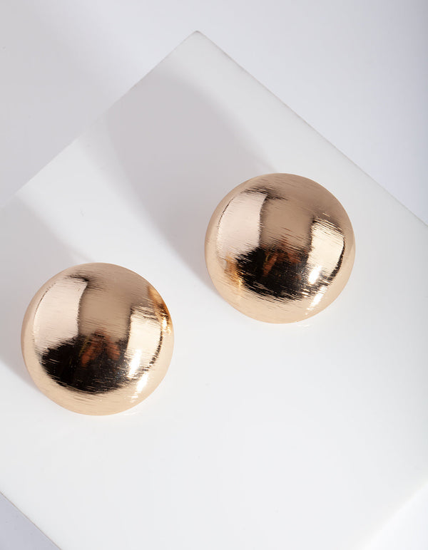 Gold Brushed Dome Stud Earrings