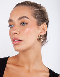 Molten Gold Flat Disc Stud Earrings - link has visual effect only