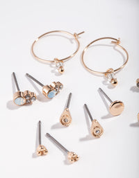 Gold Shiny Crystal Earring 6 Pack - link has visual effect only