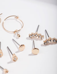 Gold Shiny Crystal Earring 6 Pack - link has visual effect only