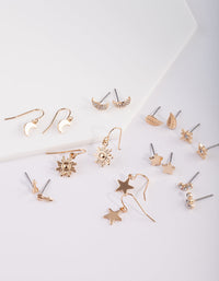 Sun & Moon Gold Earring 9 Pack - link has visual effect only