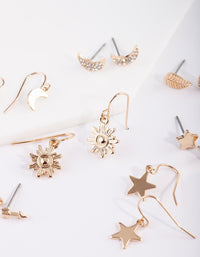 Sun & Moon Gold Earring 9 Pack - link has visual effect only