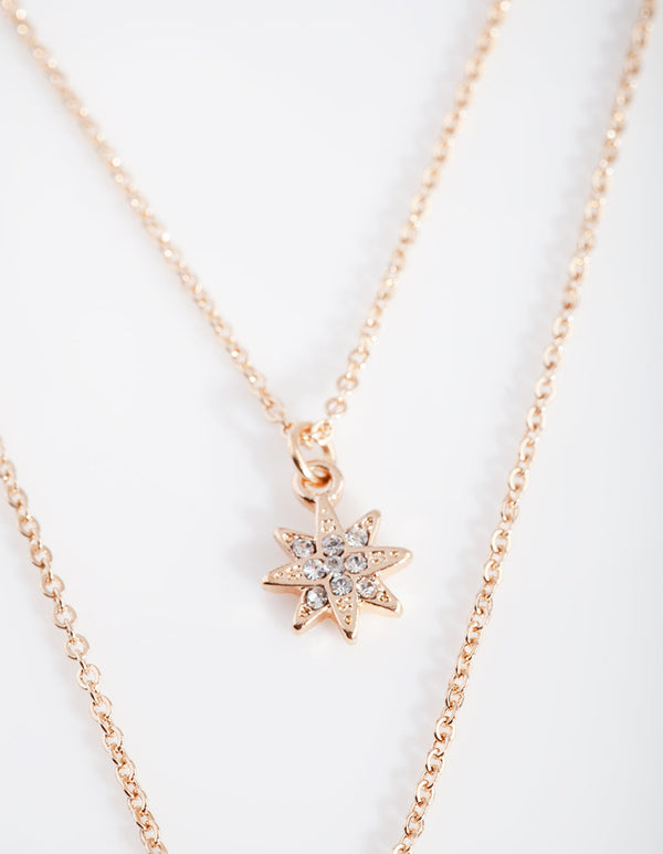 Gold Diamante Celestial Layer Necklace