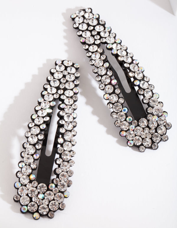 Large Diamante Snap Clip 2 Pack
