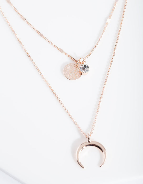 Rose Gold Layer Moon Necklace