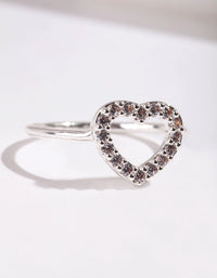 Silver Cubic Zirconia Open Heart RIng - link has visual effect only