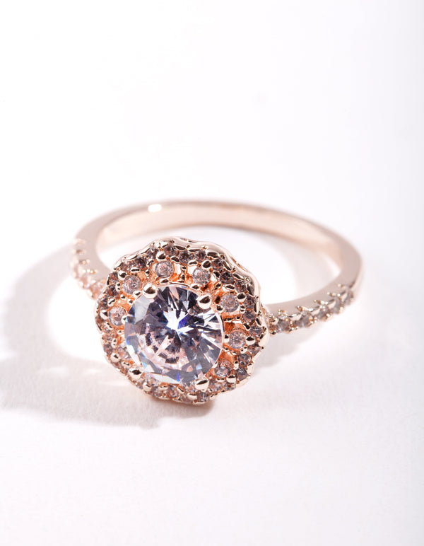 Rose Gold Cubic Zirconia Round Ring