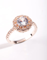 Rose Gold Cubic Zirconia Round Ring - link has visual effect only