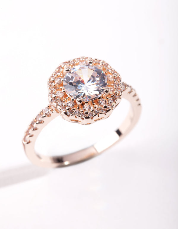 Rose Gold Cubic Zirconia Round Ring