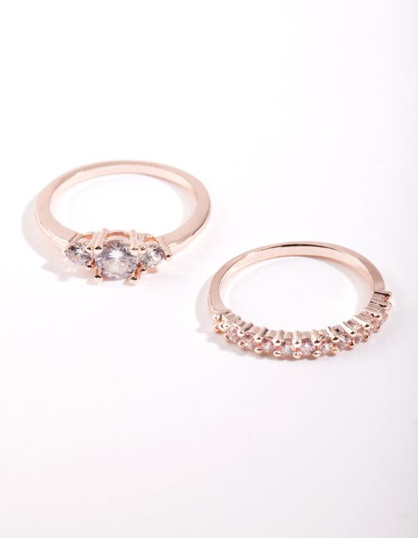 Rose Gold Cubic Zirconia Engagement Stack