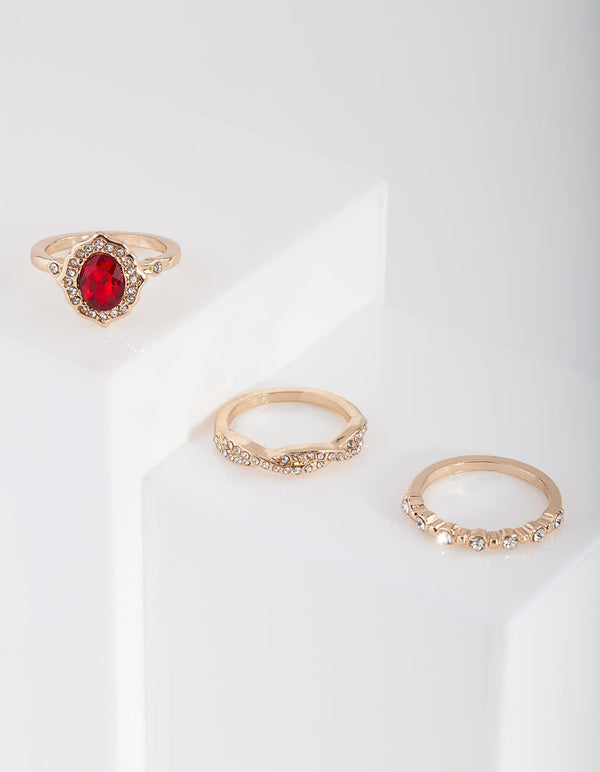 Gouden klassieke verlovingsring 3-pack