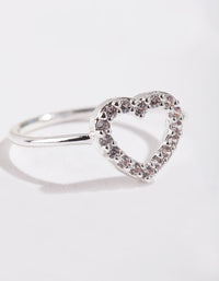 Silver Cubic Zirconia Open Heart RIng - link has visual effect only