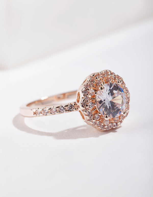 Rose Gold Cubic Zirconia Round Ring