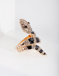 Gold Black Diamante Snake Ring - link has visual effect only