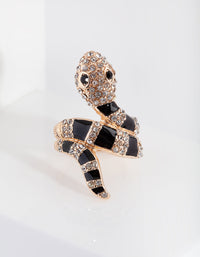 Gold Black Diamante Snake Ring - link has visual effect only