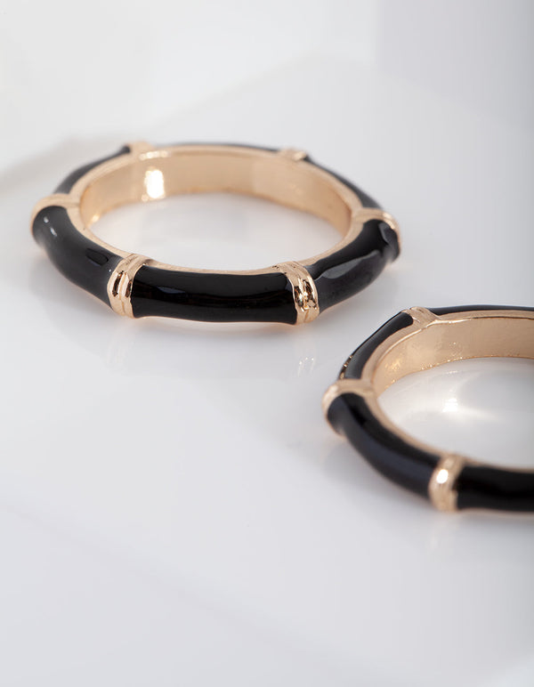 Gold Black Bamboo Ring 3 Pack
