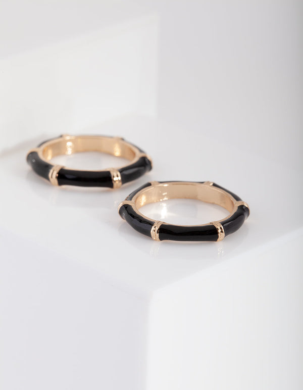 Gold Black Bamboo Ring 3 Pack