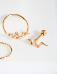 Gouden slangenoorbellen 3-pack - link has visual effect only