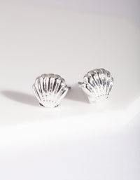 Silver Faux Shell Stud Earrings - link has visual effect only