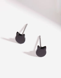 Black Micro Cat Stud Earrings - link has visual effect only