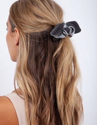 Grey Velvet Bow Scrunchie - link has visual effect only