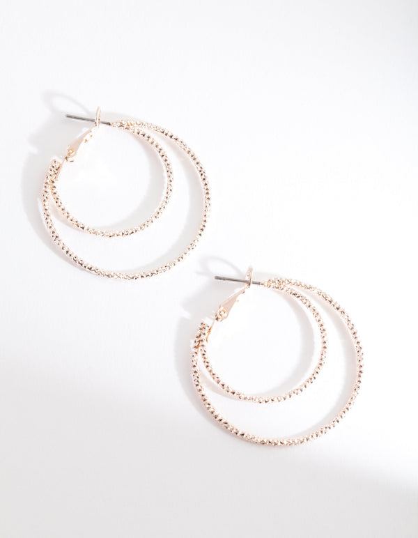Rose Gold Diacut Hoop Earrings