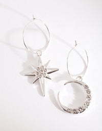 Silver Star & Moon Hoop Earrings - link has visual effect only
