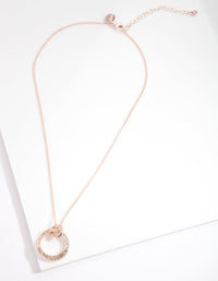 Rose Gold Linked Circle Diamante Necklace - link has visual effect only