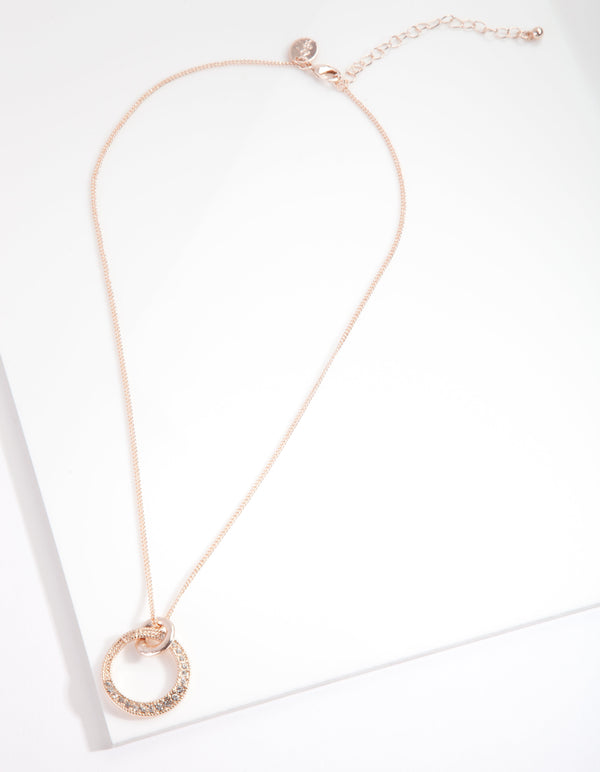 Rose Gold Linked Circle Diamante Necklace