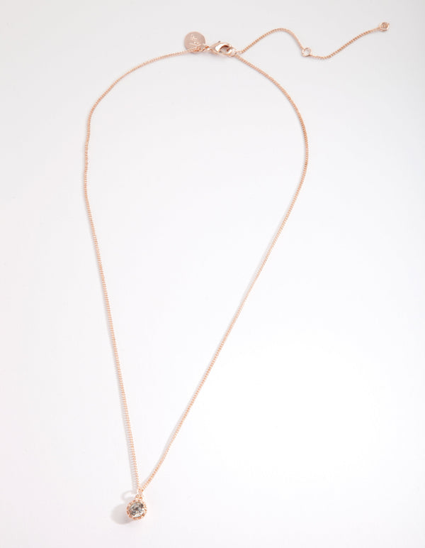 Rose Gold Circle Diamante Necklace