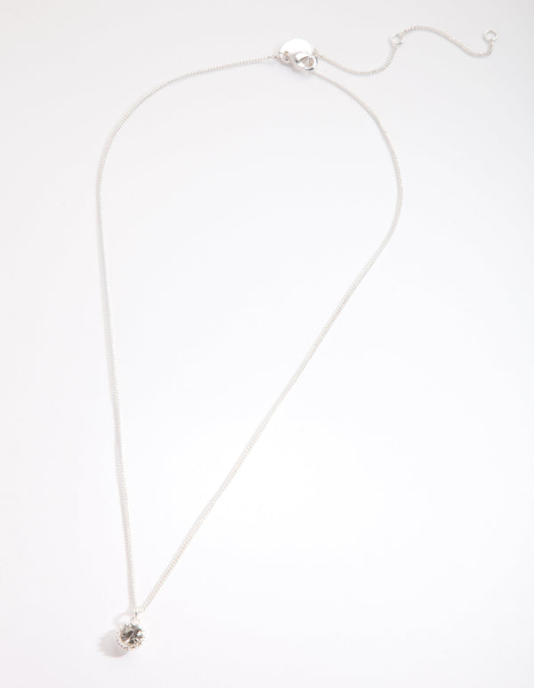 Silver Circle Diamante Necklace