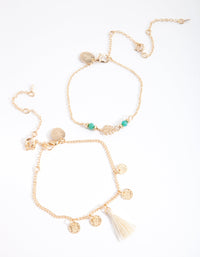 Kids Gold Tassel Paradise Bracelet Anklet 2 Pack - link has visual effect only