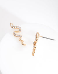 Gold Diamante Snake Stud Earrings - link has visual effect only