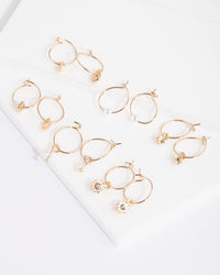 Gold Charm Mini Hoop Earring Pack - link has visual effect only