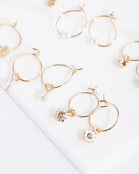 Gold Charm Mini Hoop Earring Pack - link has visual effect only